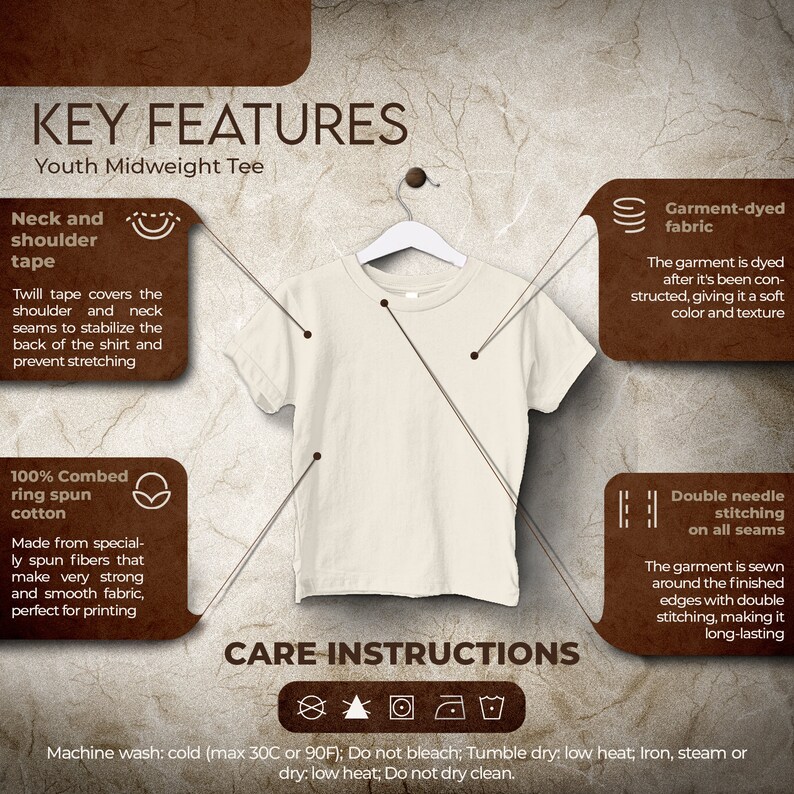 Comfort Colors 9018 Size Chart and Key Features Bundle, Brown Effect ...