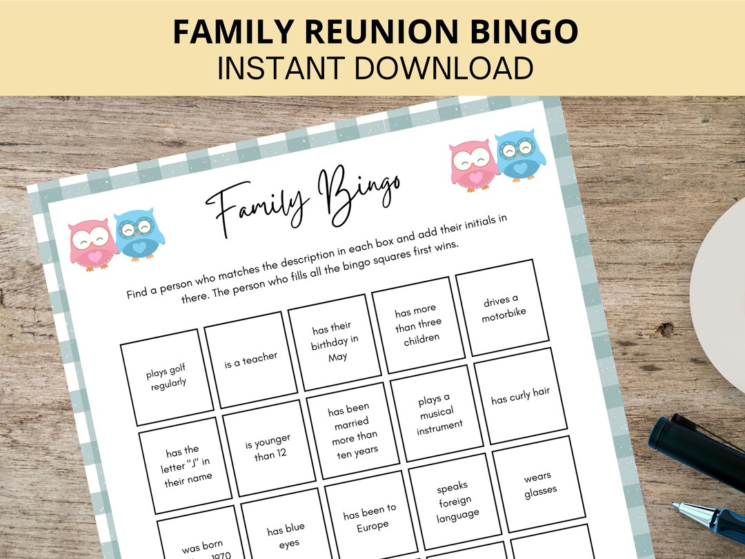 Family Reunion Games Printable Family Bingo Family Game - Etsy