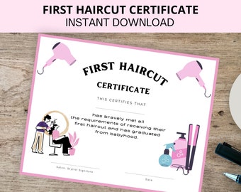 Certificado De Mi Primer Corte De Pelo, Primer Corte De Pelo Para
