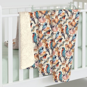 Watercolor Birds Blanket, Birdwatcher Blanket, Animal Blanket, Bird Lover, Gift For Bird Lovers, Nature Lover, Blanket Gift, Bird Watching