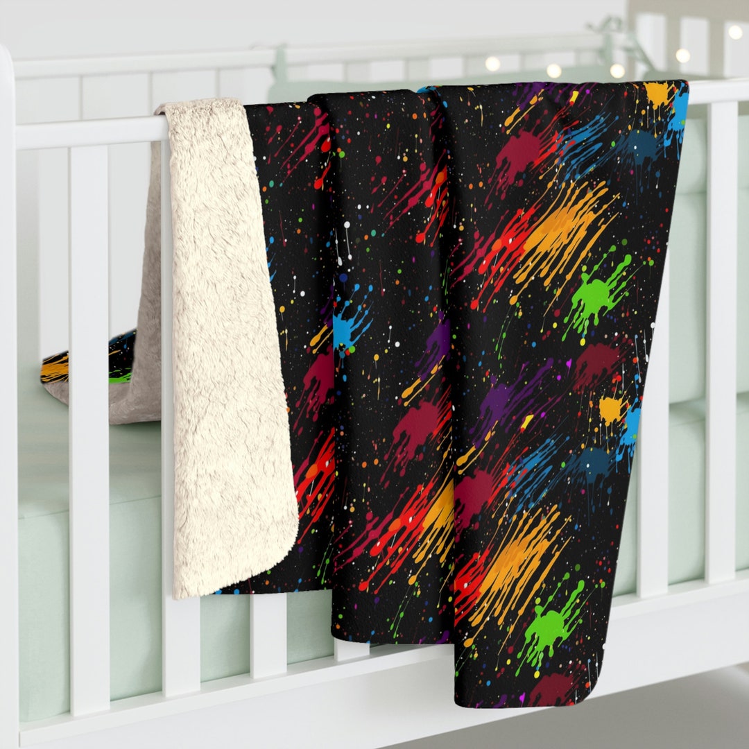 Paint Splatter Blanket Colorful Blanket Paint Blanket Paint Etsy