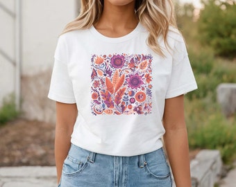 Purple Floral Shirt, Purple Flower Shirt, Wildflowers Shirt, Vintage Shirt, Botanical Shirt, Cottagecore Shirt, Gift For Mom, Gift For Wife