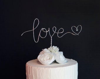 Love Wire Metal Cake Topper - Anniversary topper - Wedding Topper - Love topper - Anniversary gift - Party decor - Modern elegant topper