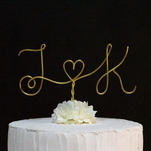 Rustic Personalized Cake Topper Initials Bride and Groom Wire Monogram Custom Continuous line topper Wedding Anniversary Metal Wire Art