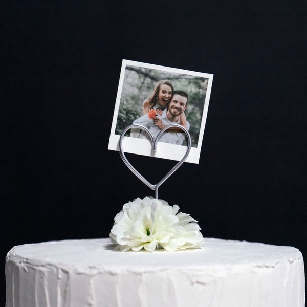 Photo holder Wedding Anniversary Cake topper -  Wire Topper - Polaroid Picture Cake Topper - Polaroid holder - Engagement - Love topper