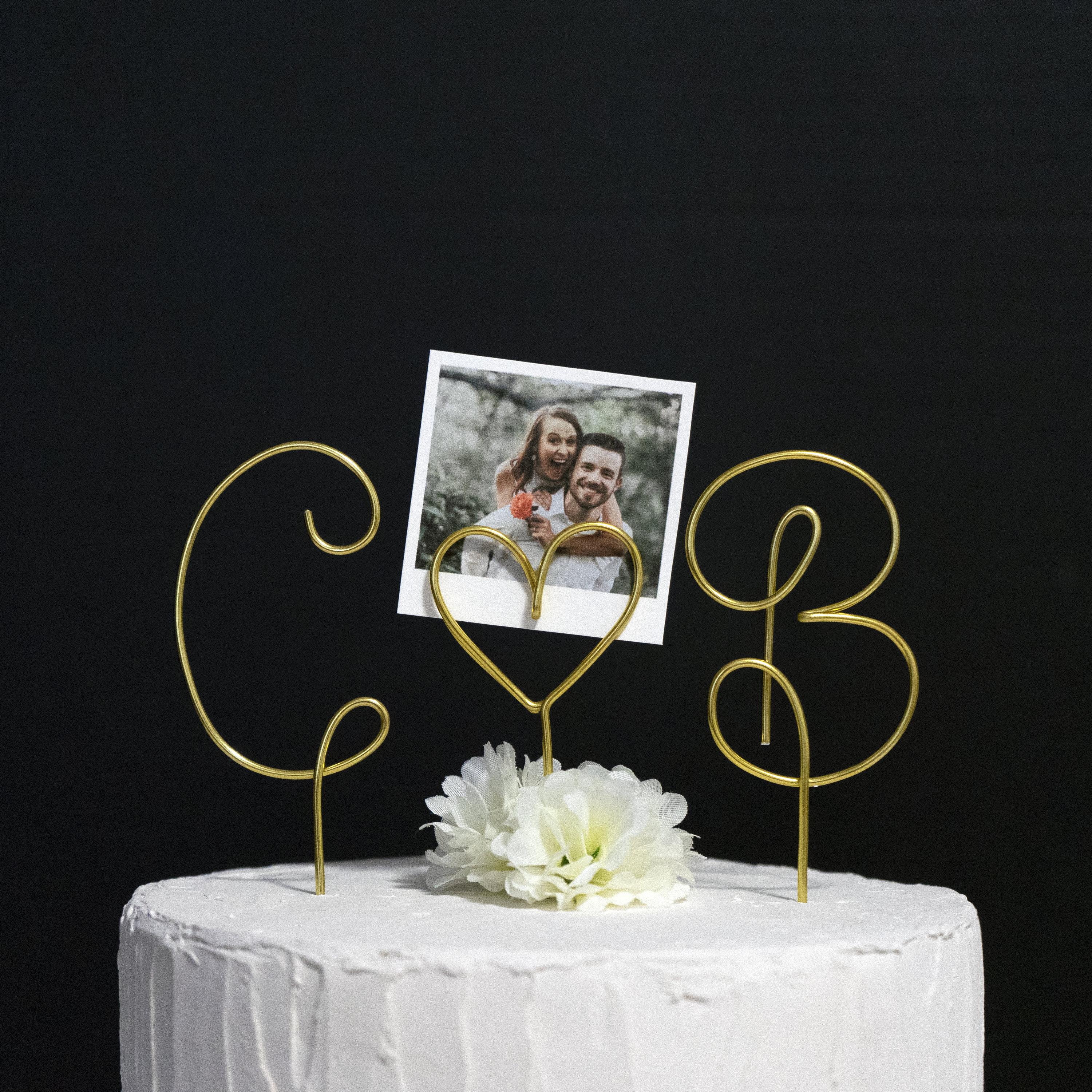 Herz Foto Cake Topper mit Initialen - Polaroid Geburtstag Tortendeko - Foto Cake Topper - Polaroid Geburtstag Tortendeko
