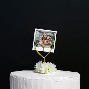 Portafotos de corazón de alambre Cake Topper - Polaroid Picture Cake Topper - Picture Cake Topper - Portafotos topper pastel - Soporte Polaroid