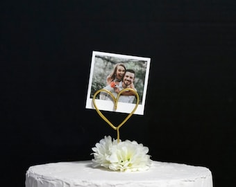 Wire heart photo holder Cake Topper - Polaroid Picture Cake Topper - Picture Cake Topper - Photo holder cake topper - Polaroid holder