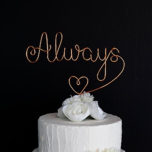 Wire Cake Topper for Engagements - Anniversary - Wedding - Rustic - Personalized - Wire topper - Gold Silver topper - Wedding Cake Decor