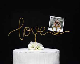 Tortenstecker LOVE mit Fotohalter - Polaroid Tortenstecker - Polaroid Tortendeko - Fotohalter Cake Topper - Polaroid halter
