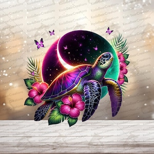 Turtle & Moon UV DTF Decal