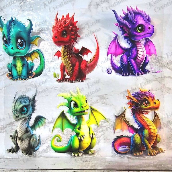 Baby Dragons Element Sheet UV DTF Decals