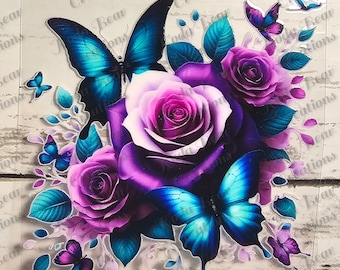Purple Roses UV DTF Decal