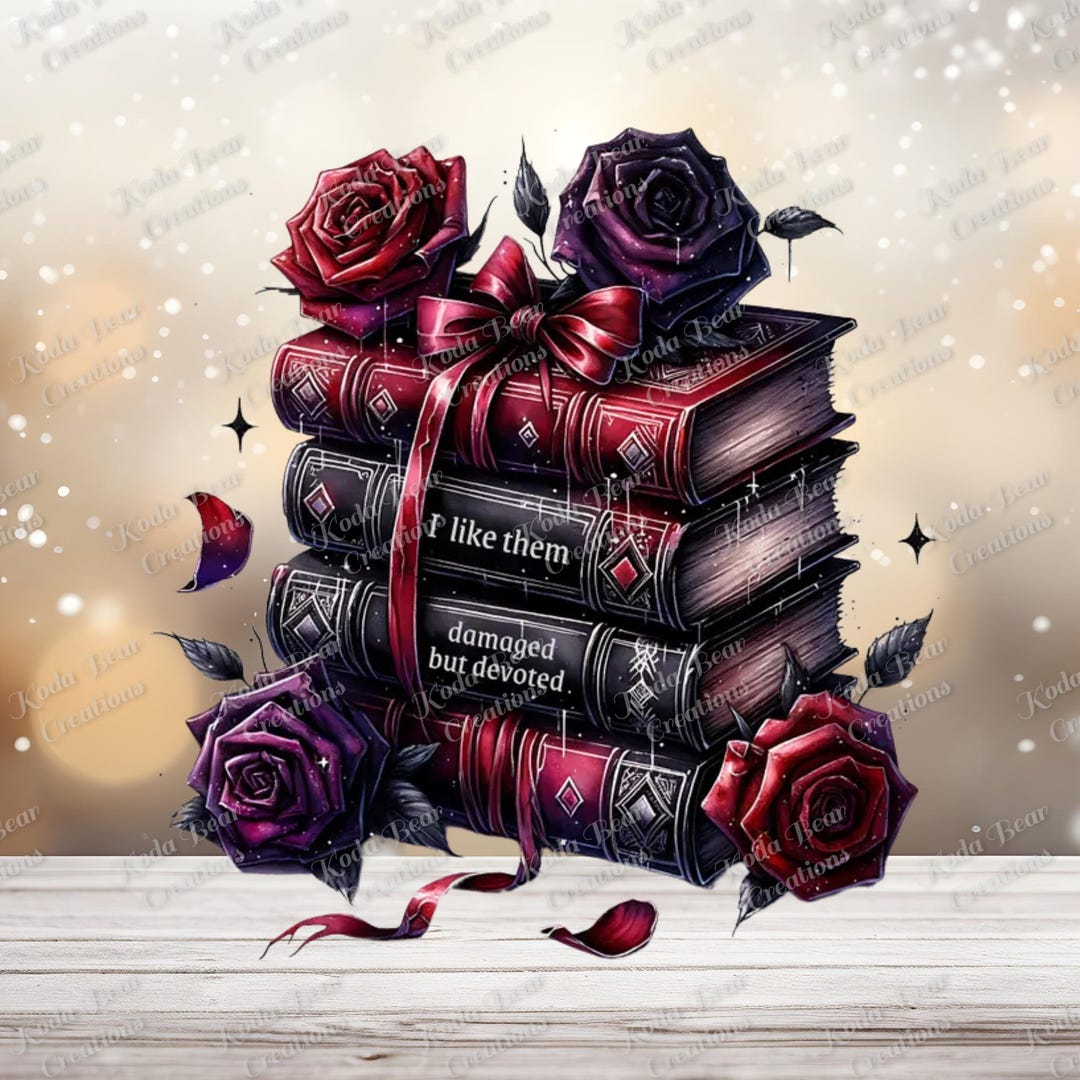 Dark Book Stack UV DTF Decal-d080 - Etsy