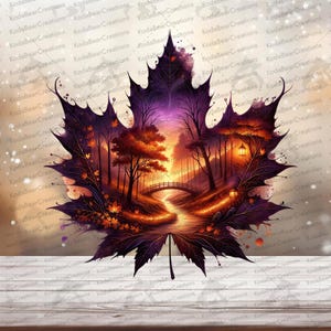 Double Exposure Leaves UV DTF Decal or Fabric Transfer | Tumbler Sticker | Ready to Press