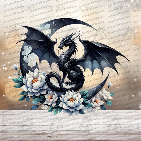 Moon Dragon UV DTF Decal-D054 | Waterproof Decal | Glass Can | Tumbler Transfer | Sticker