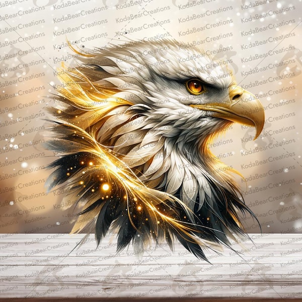 Gold Eagle Profile UV DTF Decal or Fabric Transfer | Tumbler Sticker | Ready to Press
