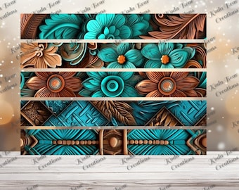 UV DTF Tooled Leather Strips Sheet | Waterproof Decal | Tumbler Transfer | Sticker