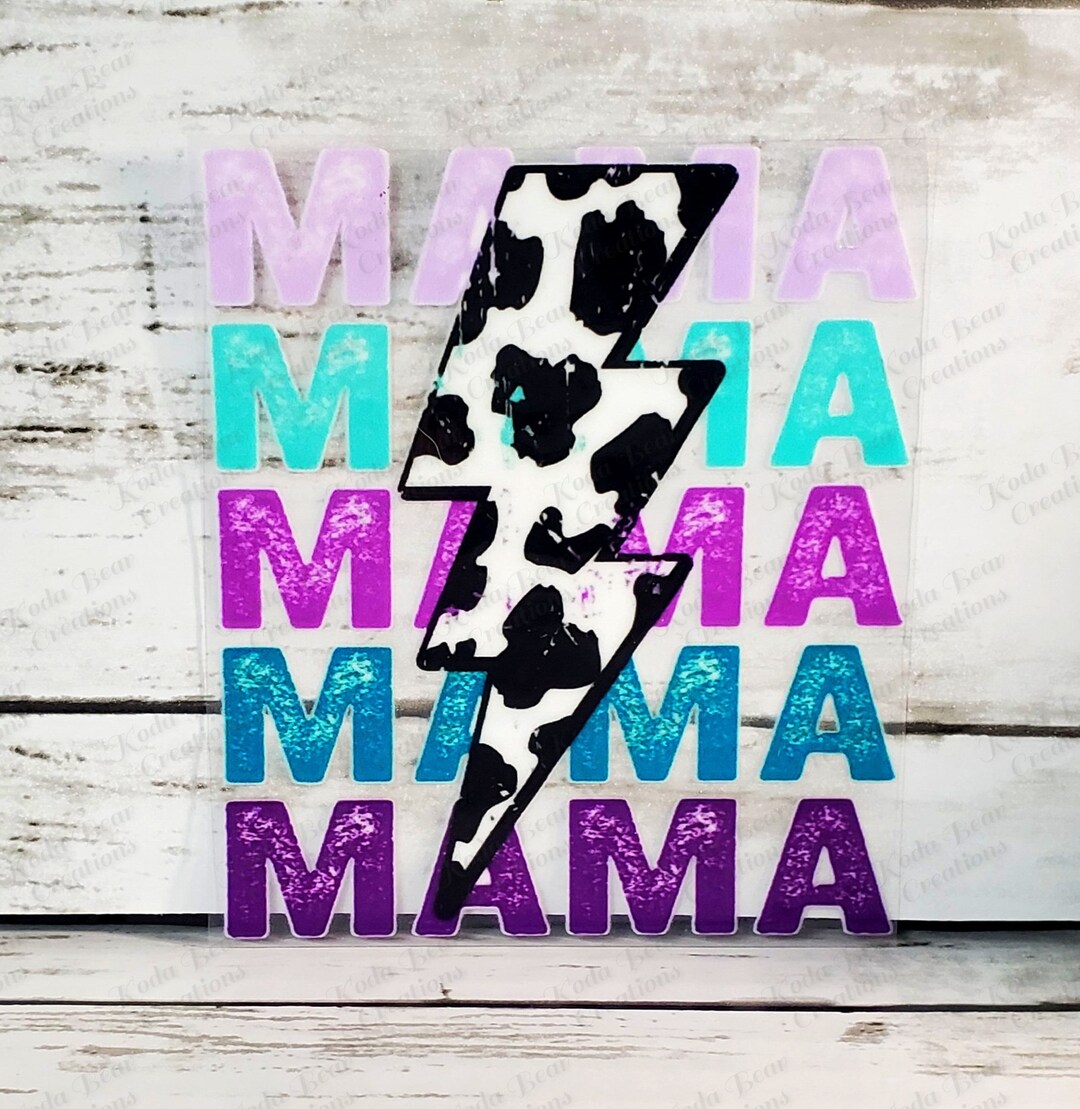 MAMA W/lightning Bolt UV DTF Decal - Etsy