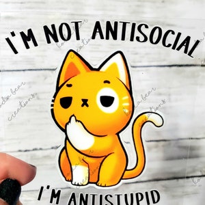 Antisocial Cat UV DTF Decal-D155