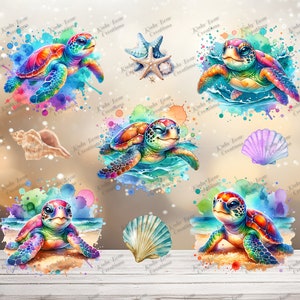 Sea Turtles Element Sheet UV DTF Decals