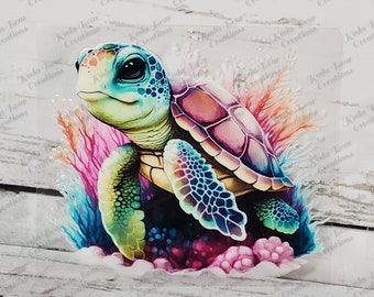 Sea Turtle UV DTF Decal | Waterproof Decal | Glass Can | Tumbler Transfer | Sticker