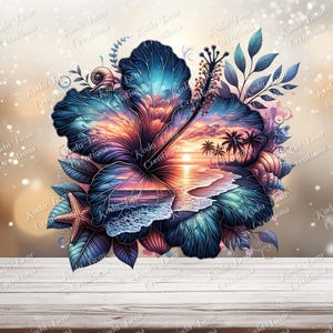 Hibiscus Beach Exposure UV DTF Decal-D055