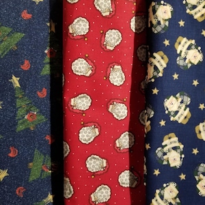 holiday quilting fabric assortment country cabin Santa and stuff