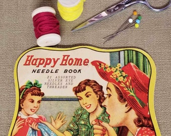 Vintage Happy Home sewing Needle Book