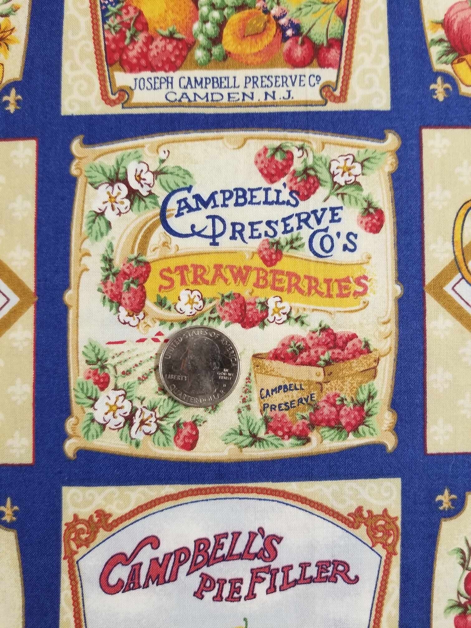 Vintage 2001 Campbell Soup Labels Concord Fabrics Cotton Fabric Panel