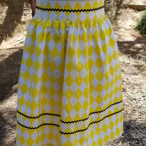 Vintage yellow and  white gingham apron