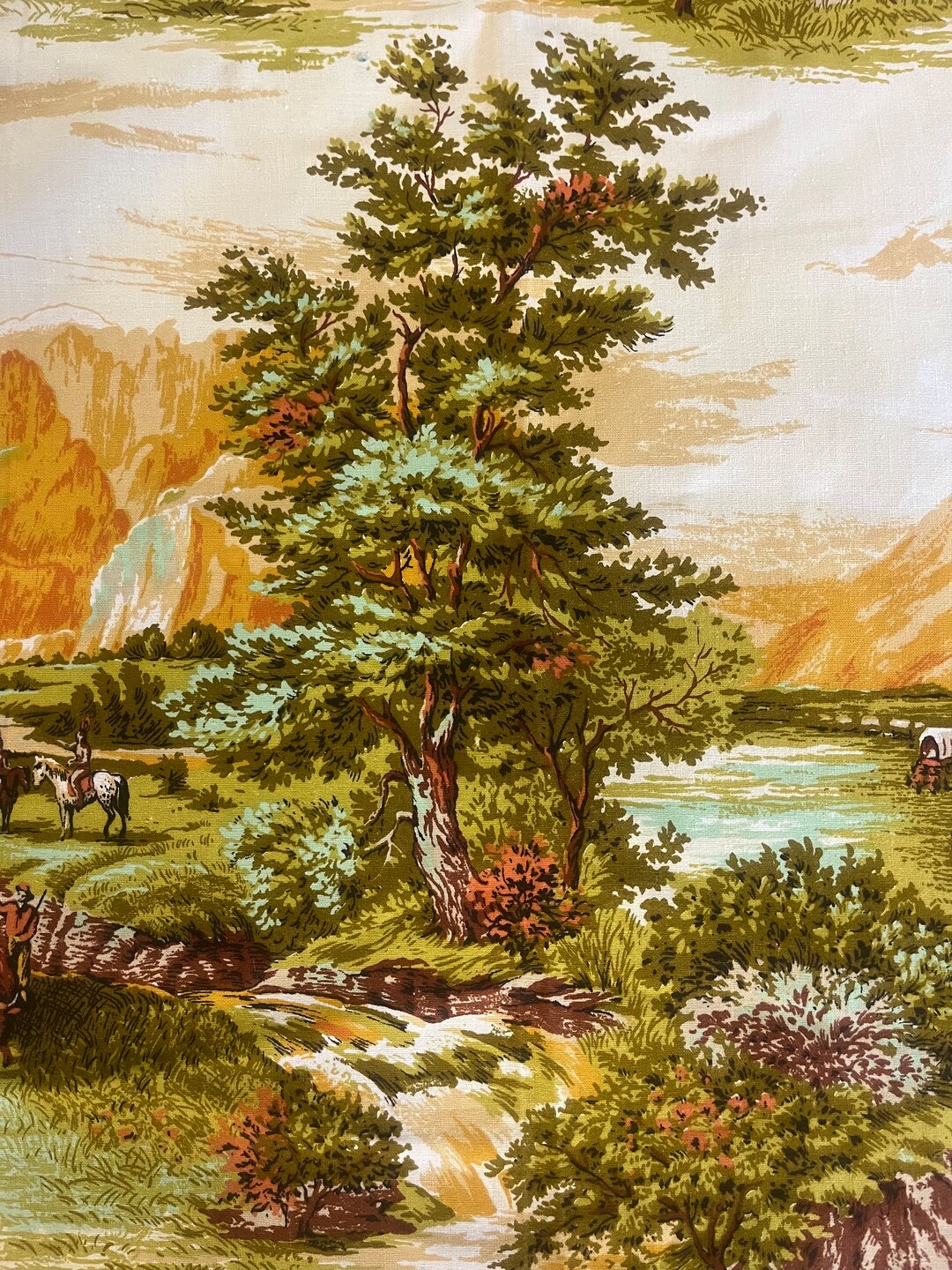 True Vintage Vat Died Fabric the Rocky Mountains Novelty Print by Wesco Fabrics Denver, Colorado