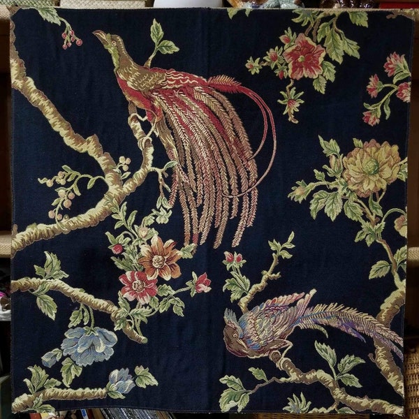 Italian tapestry bird of paradise, heavy fabric panel