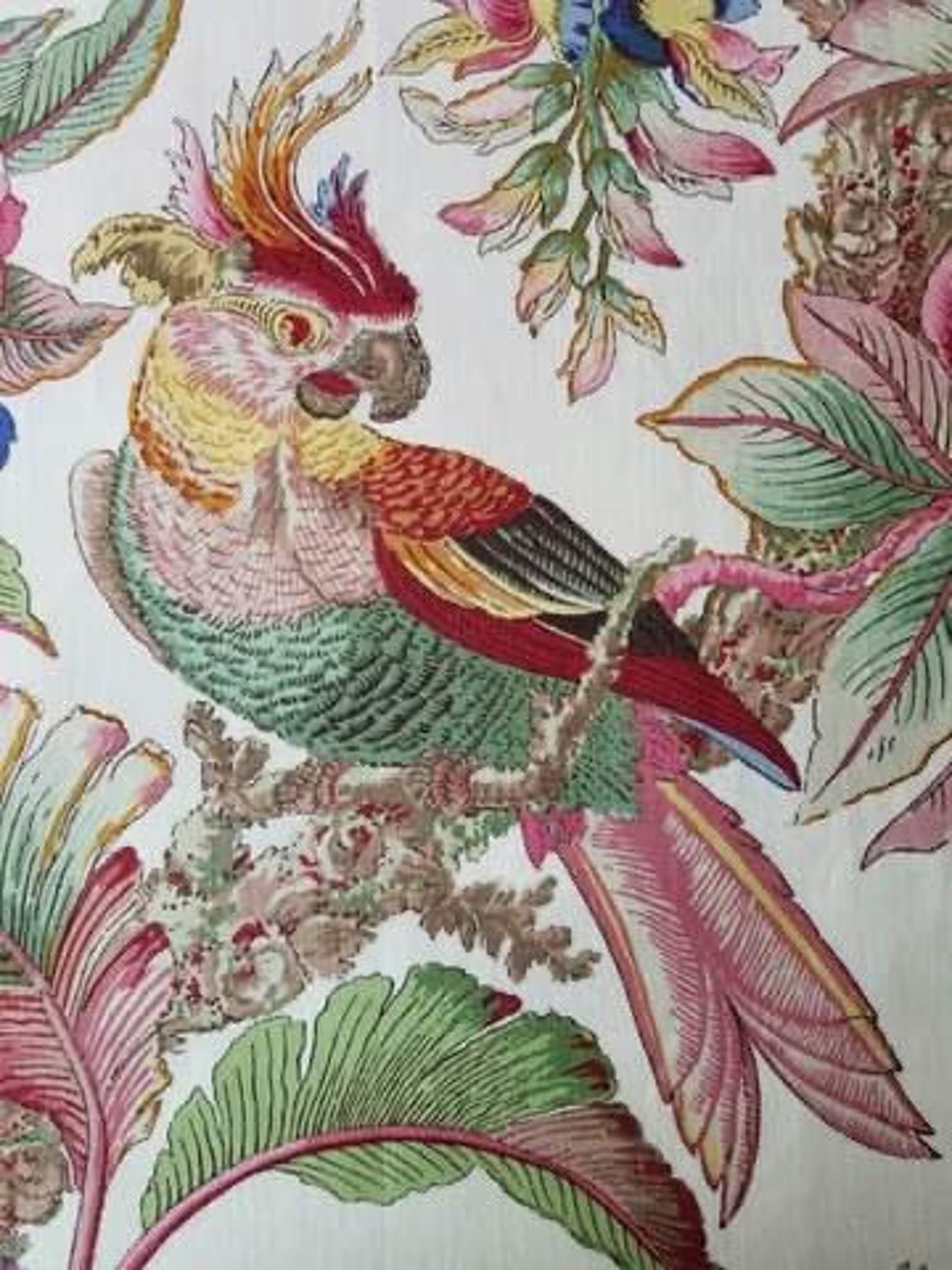 Cockatoo and Palm by Lee Jofa Upholstery Quality Linen Fabric Etsy