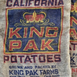 Vintage burlap potato sack King Pak Edison California