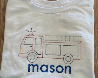 Vintage Stitch Firetruck Embroidery Design