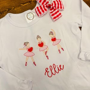 Valentines Day Ballerina Sketch Trio Embroidery Design