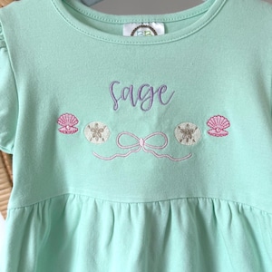 Sand Dollar and Seashell Monogram Name Frame Embroidery Design