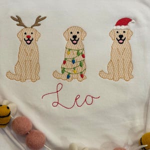 Build Your Own Christmas Puppy Trio - Golden Retriever, Lab, and Doodle - Sketch Fill
