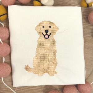 Diseño de bordado a máquina de punto de cruz de Golden Retriever