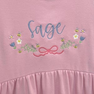 Wildflower and Honey Bees with Bow Monogram Frame Embroidery Design