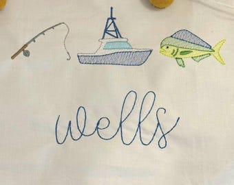 Mahi Mahi Sketch Fill Embroidery Design - Saltwater Fishing Trio