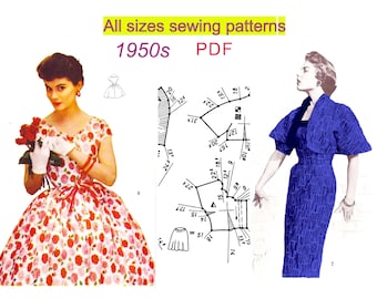 1950s Dress & Bolero Sewing Patterns: All Sizes (PDF)