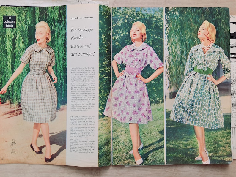 2/1960 Burda Moden , Burda 1960s, Vintage Sewing Patterns, Vintage Burda Fashion, 1960s Sewing Magazine, Fashion Magazine image 5