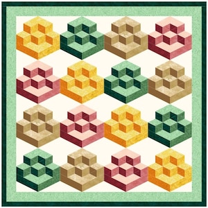 3D Quilt Block Pattern: Modern Paper Pieced Design (PDF)