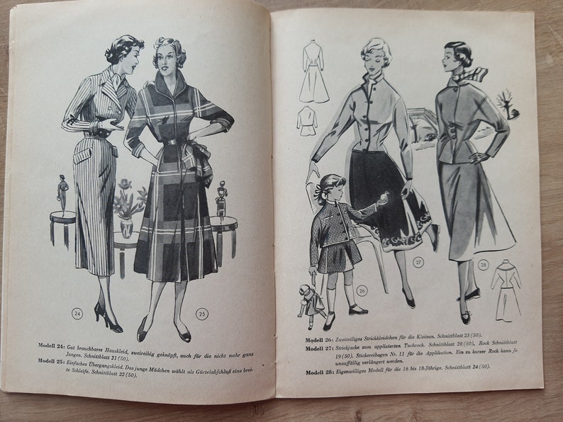 Lutterloh Supplement 50/1953, The Golden Rule Lutterloh System, Lutterloh Patterns, Vintage Fashion Magazine, Book of Draftings afbeelding 6