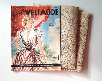 14/1951 Wiener Weltmode, Vintage Fashion Magazine 1950s, Vintage Sewing Patterns, 1950s German Old Fashion Magazine