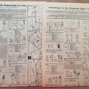 7/1953 Praktische Mode, Vintage Fashion Magazine 1950s, Vintage Sewing Patterns, 1950s German Old Fashion Magazine image 9