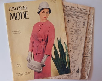 4/1960 Praktische Mode, Vintage Fashion Magazine 1960s, Vintage Sewing Patterns, 1960s German Old Fashion Magazine