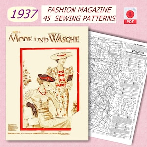 1930s  Sewing Patterns: Vintage Fashion Magazine- Restored Digital Edition with Sewing Patterns (A1 + A4/Letter PDF Download)